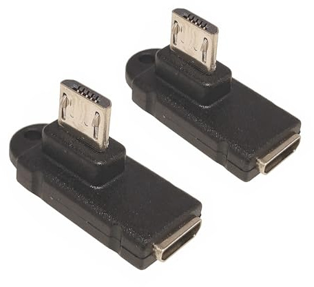 STUPDOLERI Micro USB 2.0 5Pin Male to Female M to F Extension Connector Adapter Long Plug Connector 90 Degree Right & Left Up Down Angled (RI)