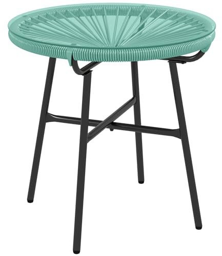 Outsunny Table Basse Ronde de Jardin Extérieur Ø 50 x 50 cm Vert