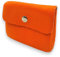 Portemonnaie Damen klein Leder mit Münzfach und Knopf Mini Geldbörse Brieftsche Geldbeutel Echtleder (Orange)