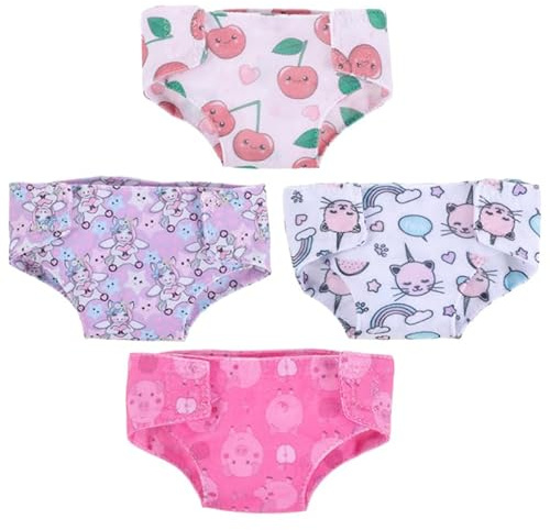 ifundom Pañales para Muñecas Ropa Interior Reutilizable para Muñeca Bebé Bragas De Muñeca para Juego De Simulación 4 Fácil De Vestir Accesorios para Muñecas