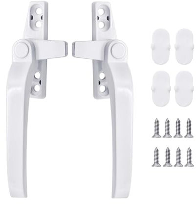 LIAMGUS 2 pcs Window Handle, Double Glazing Window Handles, Window Handle Replacement, Window Handle Replacement Kit, Right/Left Hand, Suitable for Windows and Sliding Doors (White)