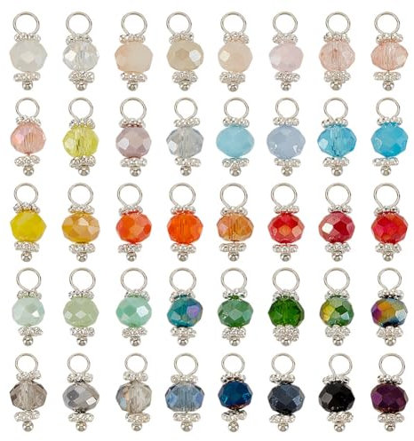 GOMAKERER 180pcs 9 couleurs Pendentifs en Verre Électrolytique, Breloques de Perles D'Extrémité Breloques de Perles en Cristal pour Fabrication de Bijoux