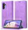 Lanhiem Cover per Samsung Galaxy A54 5G, RFID Blocker, Flip Libro Pelle Premium, Wallet Case con Porta Carte, Portafoglio Magnetica, Custodia per Samsung A54 5G con Vetro Temperato, Viola