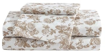 Betsey Johnson - Juego de sábanas tamaño Queen, Suave y Ligero, Resistente a la decoloración y a Las Arrugas (Garden Toile Brown, Queen)