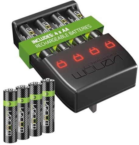 Venom Pro Charge Plug In Wall Battery Charger plus 4 x AA Rechargeable Batteries