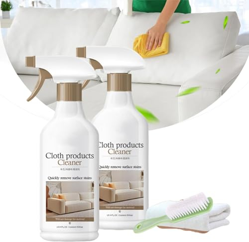 Wash-Free Cleaner Spray for Sofa, Waterless Tech Fabric Sofa Cleaning Kit, Couch Fabric Cleaner Spray with Brush, Sofa Cleaner Spray Fabric, Fabric Cleaner for Furniture Upholstery (2pcs)