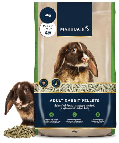 Marriage’s - Adult Rabbit Pellets, Nutritious Rabbit Nuggets (4kg) | Outdoor & Indoor Rabbit Food, Healthy Weight & Immune System, High in Fibre, 100% Nutri-Pressed, Suitable for 20 Weeks+