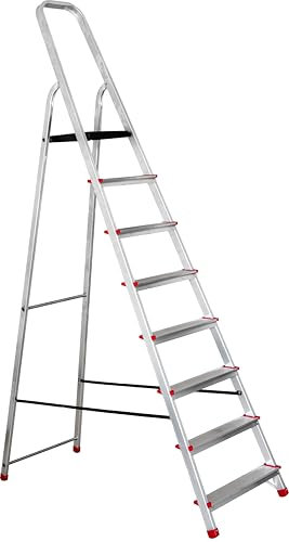Aluminium Folding Step Ladder, 8 Steps Ladder, Platform Steps, Multi-Purpose Stepladder, 3-8 step, Indoor/Outdoor, steps, Foldable Platform Ladder for Kitchen, Home & Trade Use (8-Step)