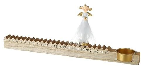Heaven Sends Weihnachts-Countdown-Kalender aus Holz mit Engel und Teelichthalter - 35 cm - festliche Adventsdekoration - Geschenkidee für Weihnachten - Weihnachts-Adventskalender