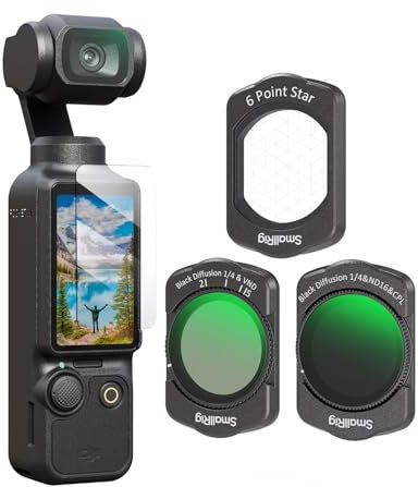 SMALLRIG Magnetfilter-Set für DJI Osmo Pocket 3, inkl. 1/4 Black Diffusion & ND16 & CPL-Filter, 1/4 Black Diffusion & VND-Filter, 6-Punkt-Sternfilter und Displayschutz - 5122