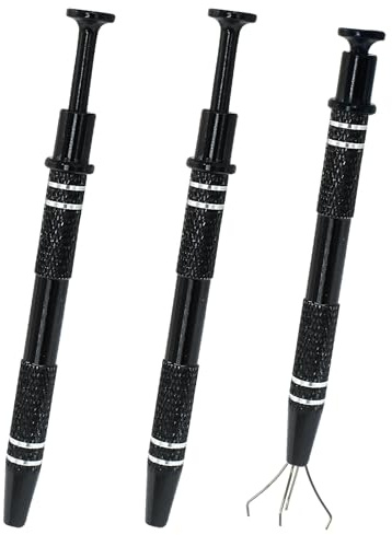 Cjueiom 3Pcs Piercing Ball Grabber Tool 4 Claw Grabber, Piercing Ball Holder Tool Pearl Grabber, Diamond Grabber for Tiny Piercing Ball Jewel Gem Bead and IC Chip Electronic Components, Black