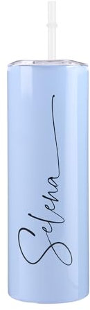 LoLaTide Personalizzato Borraccia Termica, Borraccia con Nome, Tazza Termica con Coperchio e Cannuccia, per Uffici, Viaggio, Campeggio (Blu)