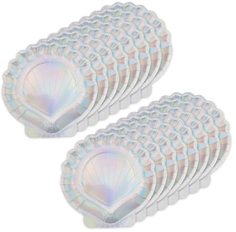 DIYCUT 16 Pièces Assiettes en Carton Coquillages, Assiettes Colorées, Assiette jetable Anniversaire Renforcé 19x18cm, Service Fête Enfant pour Anniversaires, Goûters & Événements