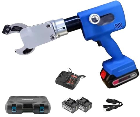 Coupe-CâBle Hydraulique éLectrique 80 Kn Avec 2 Batteries Amovibles, Outil De Coupe De CâBles Portable, Pour CâBles En Cuivre/Aluminium Et BlindéS,30mm