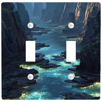 Mountain River Plaques de protection pour interrupteurs/couvercles de sortie, bleu profond eaux tranquilles pour accents muraux, plaques murales thermoplastiques, taille standard à double bascule