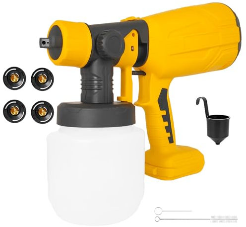 Cordless Fence Paint Sprayer for Dewalt 18V/20V Battery,1000ML Container,4 Nozzles(1.0,1.5,1.8,2.5mm),for Home, Furniture, Walls & Fence (No Battery)