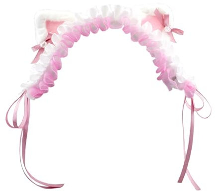 Jiuvaso Serre-tête Lolita avec oreilles de chat, décoration de cosplay, pour fête, carnaval, Rose