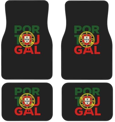 Lot de 4 tapis de sol imperméables pour SUV, camion, berline Motif drapeau du Portugal