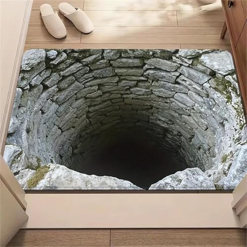 Türmatte, rutschfest, mit 3D-Effekt, Willkommensmatte, für drinnen oder draußen, optischer Täuschungsstil, Fußmatte für Eingangstür, Schlafzimmer, Wohnzimmer, 02,50 x 80 cm