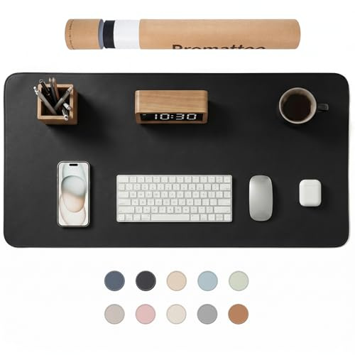 PROMATTOO XXL Schreibtischunterlage aus veganem Leder – Rutschfest, geruchsfrei & wasserabweisend – Edle Laptop-Matte mit Geschenkverpackung für Büro, Homeoffice & mehr – Keine störenden Kanten!