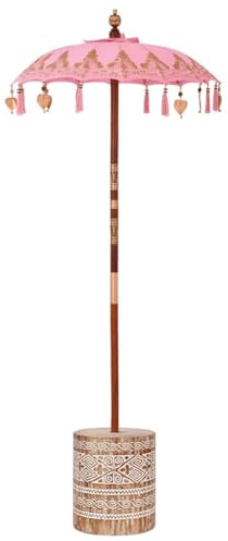 Ampelschirm Gartenschirm Terrassenschirm Balinesischer Sonnenschirm Sommerzelt mit UV-Schutz und Dekoration komplett mit Fuß