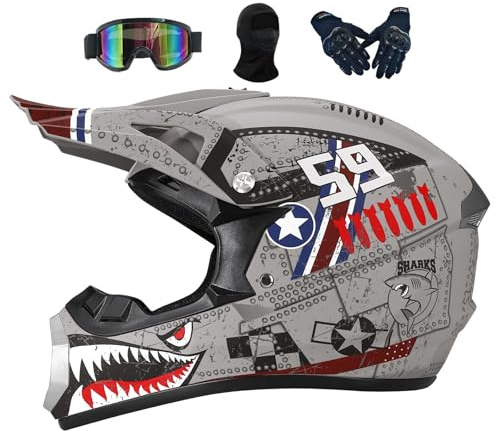 Casque Moto Cross Enfant, Motocross pour Garçon Et Fille 6-15 Ans, Homme VTT Integral, Femme Cycliste pour Enfants, Scooter De Ski(Gray,XS(50-51CM))