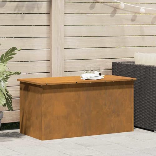 Frdhee Square Storage Cubes, Outdoor Storage Box, Brown, 100 x 50.5 x 50 cm, Weatherproof Steel, Storage Basket for Cupboard, Shelf and Clothes