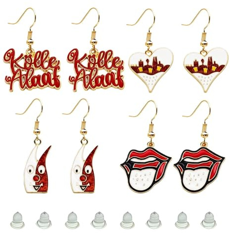 Ohrringe Karneval Köln, Kölner Karneval Rot Weiß Bügelflicken, Tattoos Aufkleber, Fasching Köln Hippie Schmuck, Leicht, Bequem & Perfekte für karneval Kostüm köln, Fasching Motto-Party
