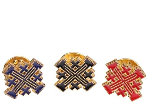 Ppmter 3er-Pack Jerusalem-Kreuz-anstecknadeln, Christliche Reversnadeln, Religiöse Emaille-anstecknadeln Für Jacken, Hüte, Und Kleidung, Schmuckaccessoires