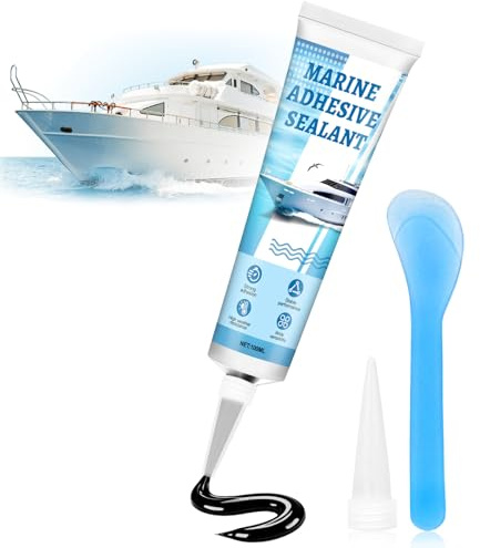 Mastic Multi Usage Spécial Marine, Mastic Colle, Étanche,Noir | Mastic Marine, Adhésion forte, Résistance à la Température, Convient pour les Ponts les Hublots, les Trous de Boulons, 100 ml