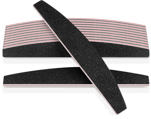 LOPHE Limas de Uñas Profesionales, Juego de Limas de Uñas de 12 piezas, Lima 100/180 de Doble Cara, Lavables Nail File Reutilizable para Clavo Naturales y Semipermanentes, Doméstico y Salón (Negro)