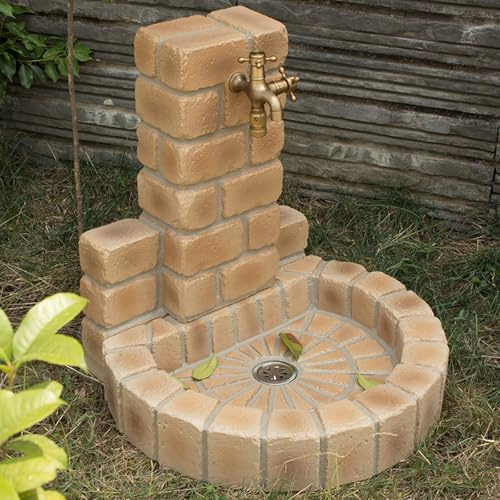 Fontana da Giardino Rotonda, Colonna D'acqua in Pietra per Rubinetto Esterno, Irrigazione per Fattoria, Cortile, Giardino e Prato