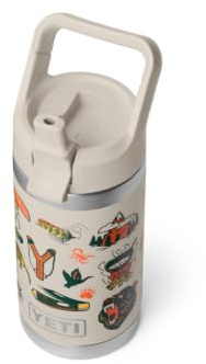 YETI Rambler Jr Kinder Trinkflasche 12 oz (354 ml) Cape Summer Camp – Edelstahl Trinkflasche mit Strohhalm, isolierte Wasserflasche für Kinder