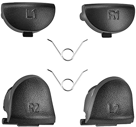 OcioDual Botones Gatillos L1 L2 R1 R2 con Muelles Negro Compatible con Mando PS4 V1 Fat CUH-ZCT1 JDS-001 JDS-011 JDS001 JDS011