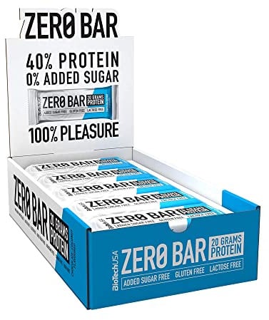 BioTechUSA Zero Bar | Proteinriegel ohne Glasur mit Crunchy-Textur | Komplexe Proteinquellen | Zuckerarm, ballaststoffreich | Gluten- & laktosefrei | 20*50 g, Schokolade-Kokosnuss