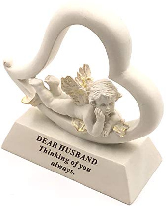 Husband memorial remembrance Heart Cherub Ornament
