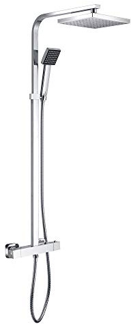 STILFORM Designer Duschsäule Serie Park Höhenverstellbar mit Regendusche, Thermostat und Handbrause in Schwarz Matt oder Chrom (Chrom)