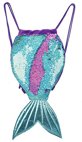 Magischer Meerjungfrau Pailletten Rucksack,29*57cm Reversibler Glitzer Niedlich Turnbeutel Sport & Tanz Rucksack mit Kordelzug Turnbeutel Verspielt Funkelnde Tanztasche für Mädchen Teens Damen