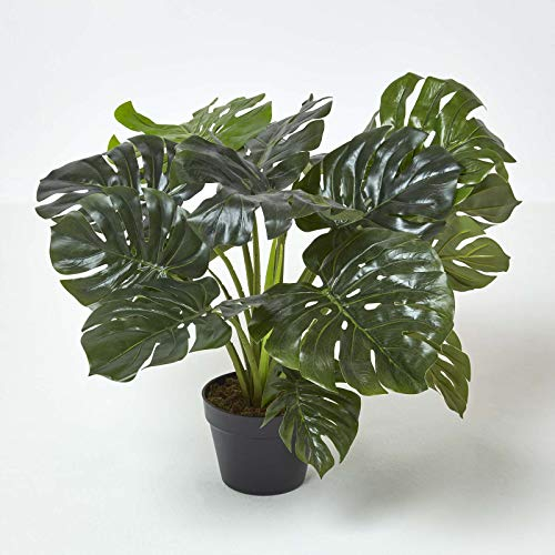 HOMESCAPES Pianta artificiale finta pianta verde Monstera in vaso, 60 cm