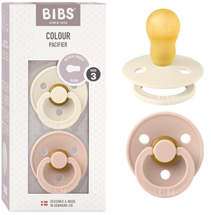 BIBS Colour Schnuller 2er-Pack, BPA-frei, Kirschform Nippel. Naturkautschuk/Latex, Hergestellt in Dänemark. 18+ Monate (2er Pack), Ivory/Blush