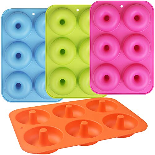 Newk Silikon-Donut-Pfanne, 6 Mulden, Antihaft-Silikon-Donut-Form für Donuts, Begels-Set mit 4 Stück