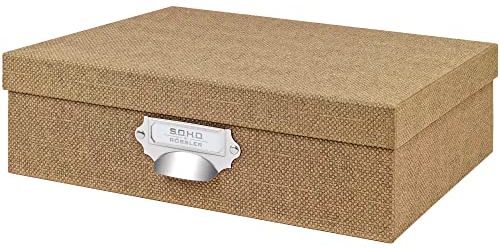 Rössler SOHO Aufbewahrungsbox mit Deckel A4 | Aufbewahrungsbox aus Papier | Bad Organizer | Organizer Küche | Organizer Schminke | Boxen Aufbewahrung | 34 x 26 x 10 cm | 1 Stück | Farbe: Haselnuss