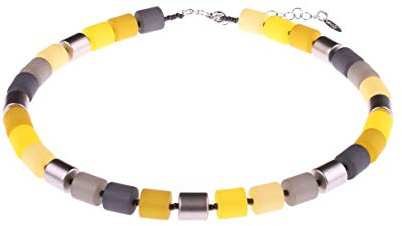 Adi-Modeschmuck elegante Kette Bärbel | Polariszylinder, Metallic lackierte Zylinderperlen, Handgefertigt in Berlin