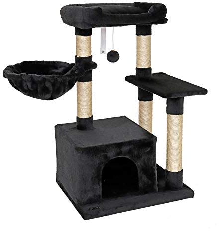 lionto Árbol rascador para Gatos Altura 85 cm, Negro