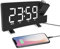 ThreeH Digital Projection Alarm Clock FM Radio Clock with USB Charger 2 Alarm Setting 5'' Large Display Snooze Function White
