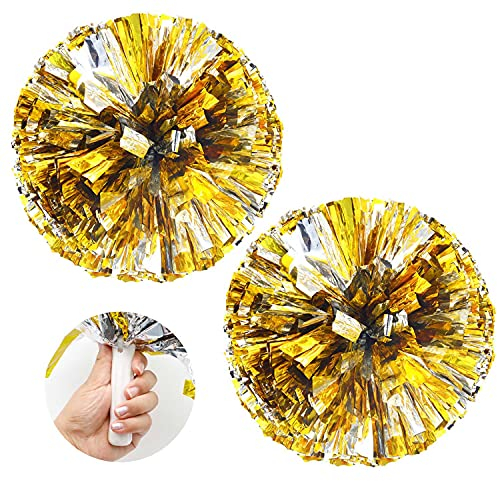 KINHARD 2 Stück Cheerleading Pom, Metallic-Folie Pom Poms, Bunt Gemischt Tanz Pompoms Werden für Sportveranstaltungen, Ballspiele, Tänze, Karnevalspartys Verwendet