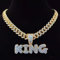 zxcs Men Hip Hop Letters Pendant Necklace with 13mm Miami Cuban Chain Iced Out Bling HipHop Necklaces Male Charm Jewelry-Gold-color,18inch(45cm)