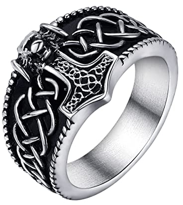 Joliernelle Herren Ring Thors Hammer Edelstahl Nordischer Wikinger Schmuck Größe 69