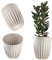 KADAX Pot de Fleurs en Plastique Avec Matériaux Naturels - Moderne Avec Motif Géométrique - Rond Avec Insert - Naturel - Pot Haut (∅ 19 cm, Blanc)