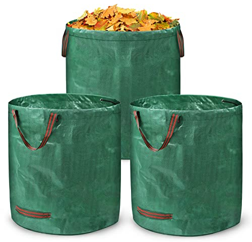 NAIZY Gartensack 3 Stück 272L Gartenabfallsack Stabil PP 150g/m² Gartensäcke Grünabfall mit Griffen Laubsack Reißfest Wiederverwendbar Gartensäck Multifunktionale Laubsäcke